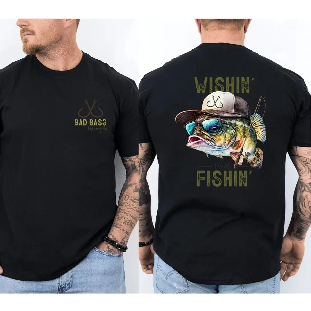🎣Wishin' I Was Fishin' T-Shirt/Sweatshirt/Hoodie – Funny Bass Fishing Graphic Tee