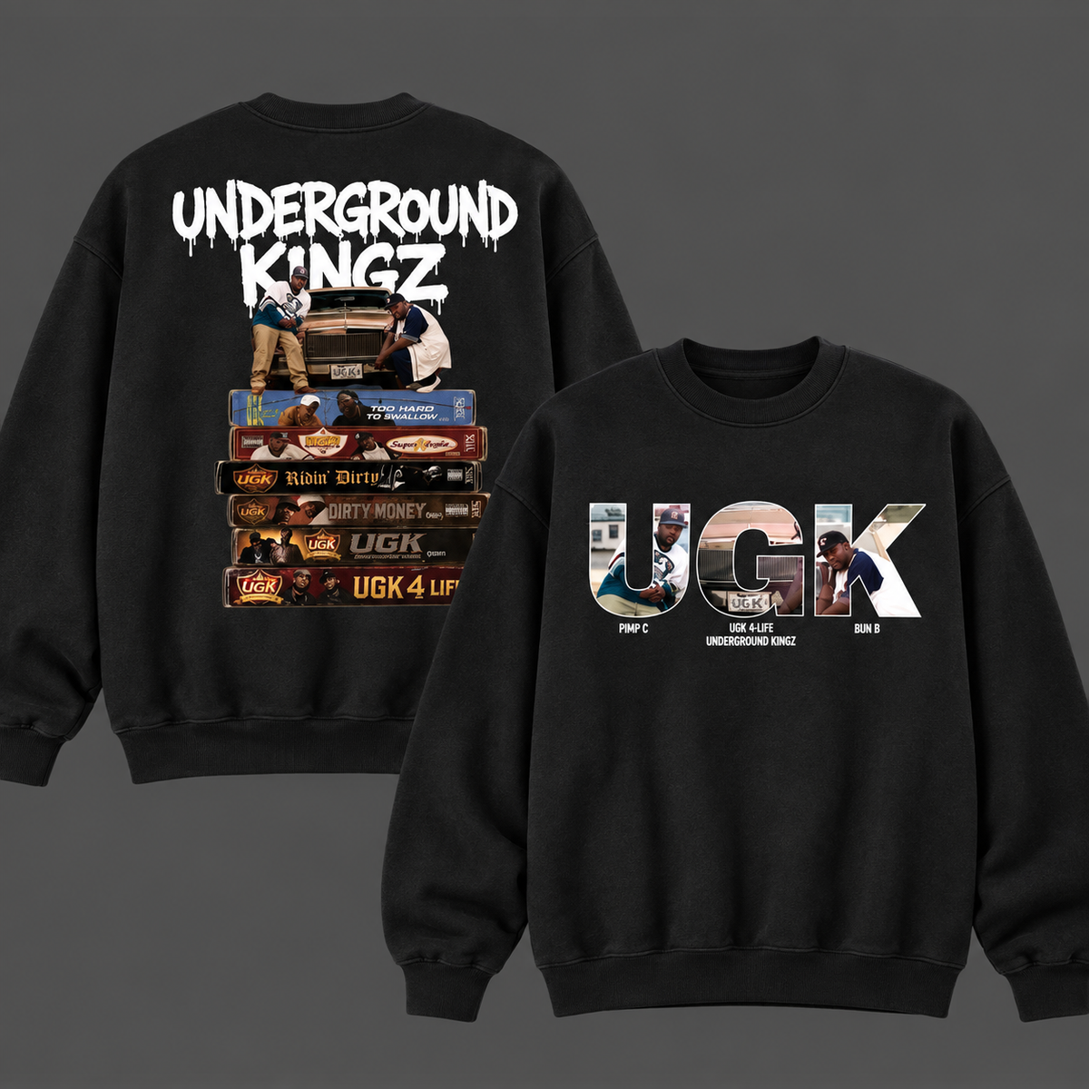 UGK Underground Kingz Graphic T-Shirt/Sweatshirt/Hoodie – Vintage Hip Hop Front & Back Rap Tee , Gift For Fan