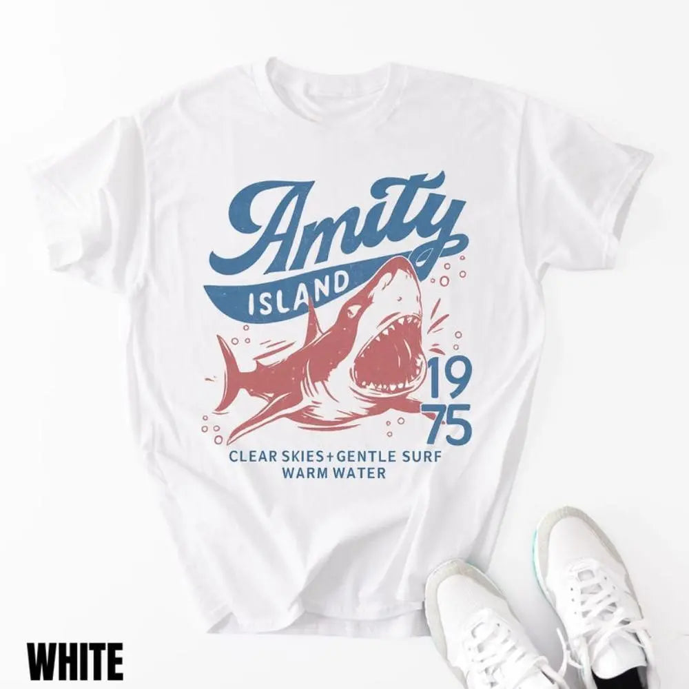 Retro 1975 Jaws Amity Island Tee/Sweatshirt/Hoodie – Vintage Coastal Summer Graphic Shirt
