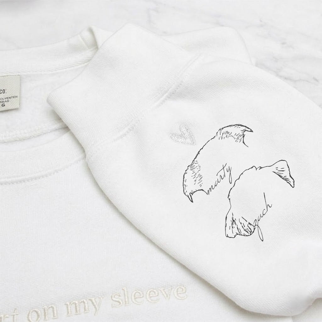 Custom "HEART ON MY SLEEVE" With Pet Ears Outline Drawing