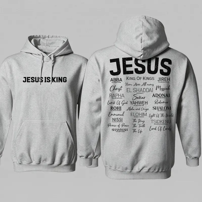 Jesus Is King T-Shirt/Sweatshirt/Hoodie – Names of God Christian Vintage Washed Front & Back Graphic Tee