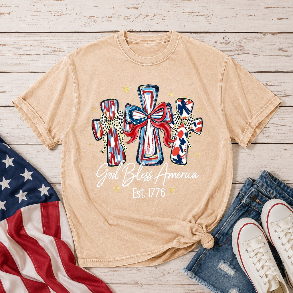 God Bless America Cross Graphic Tee 🇺🇸✝️
