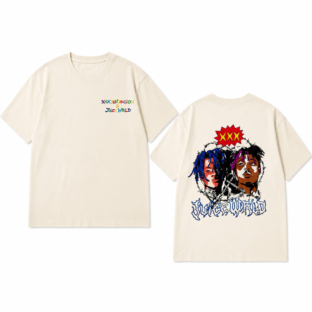 XXXTENTACION & Juice WRLD Tribute Hoodie/Sweatshirt/T-shirt – Vintage Rap Graphic Front & Back Pullover Sweatshirt