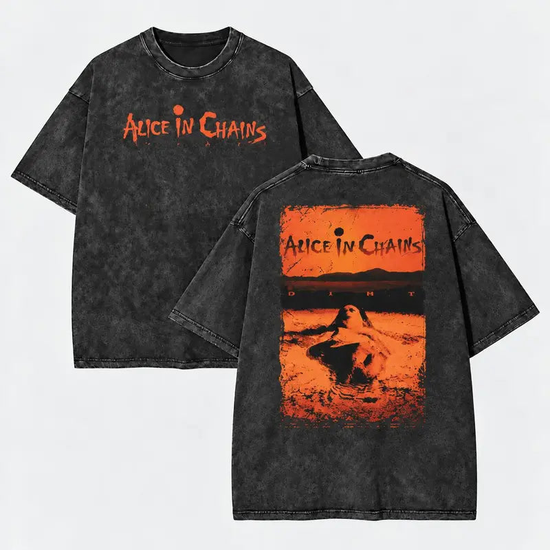 Alice in Chains Vintage Washed T-Shirt/Sweatshirt/Hoodie – Oversized Grunge Rock Graphic Tee