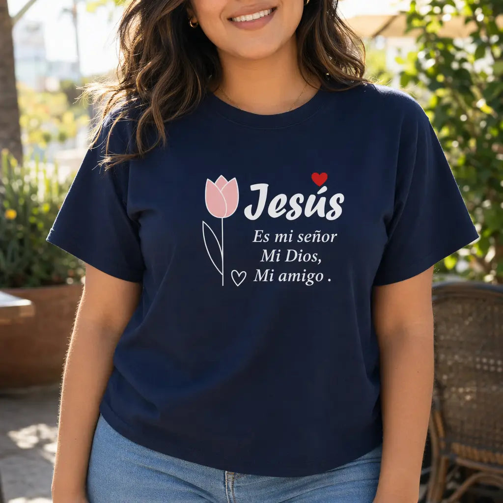Spanish Christian Jesus Graphic T-Shirt/Sweatshirt/Hoodie – Floral Faith Quote Cotton Tee
