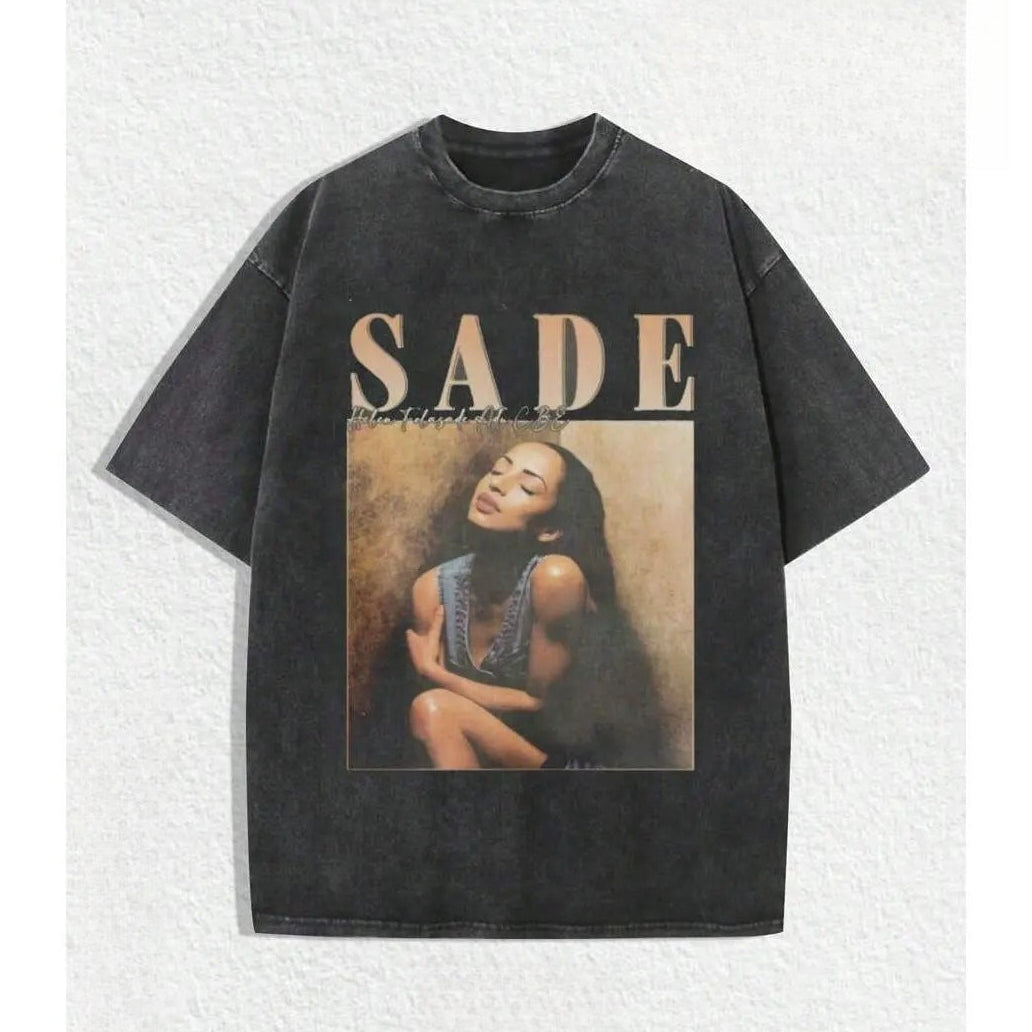Vintage Sade Music Graphic Tee –  90s Retro Bohemian Inspired Washed Streetwear Shirt/Sweatshirt/Hoodie
