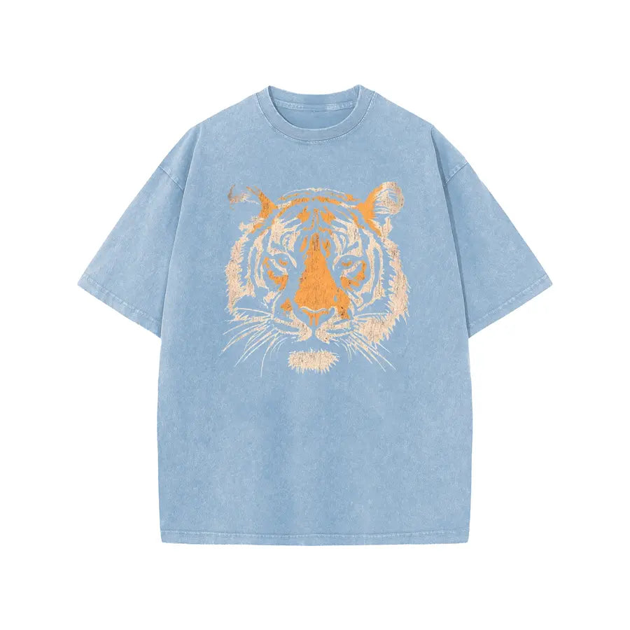 Vintage Tiger Graphic T-Shirt/Sweatshirt/Hoodie – Acid Washed Heavyweight Cotton Oversized Streetwear Tee