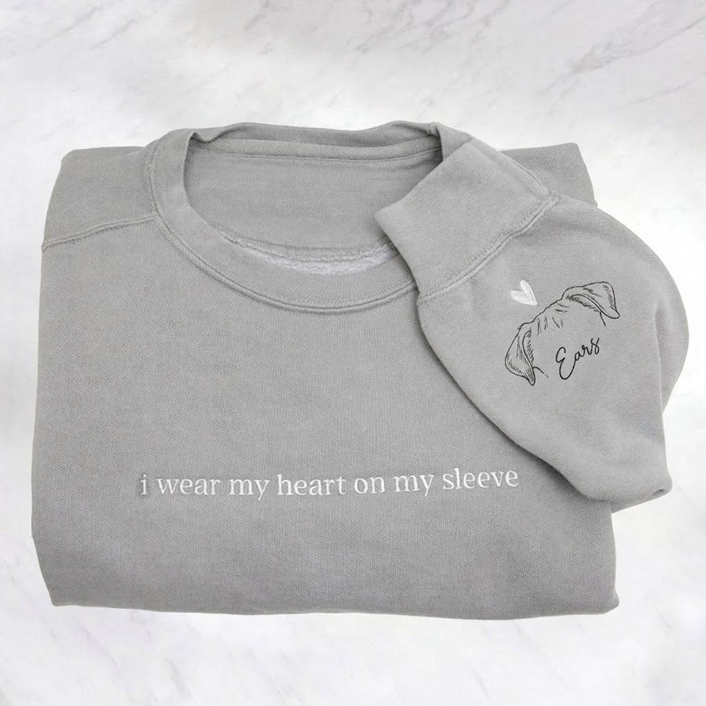 Custom "HEART ON MY SLEEVE" With Pet Ears Outline Drawing
