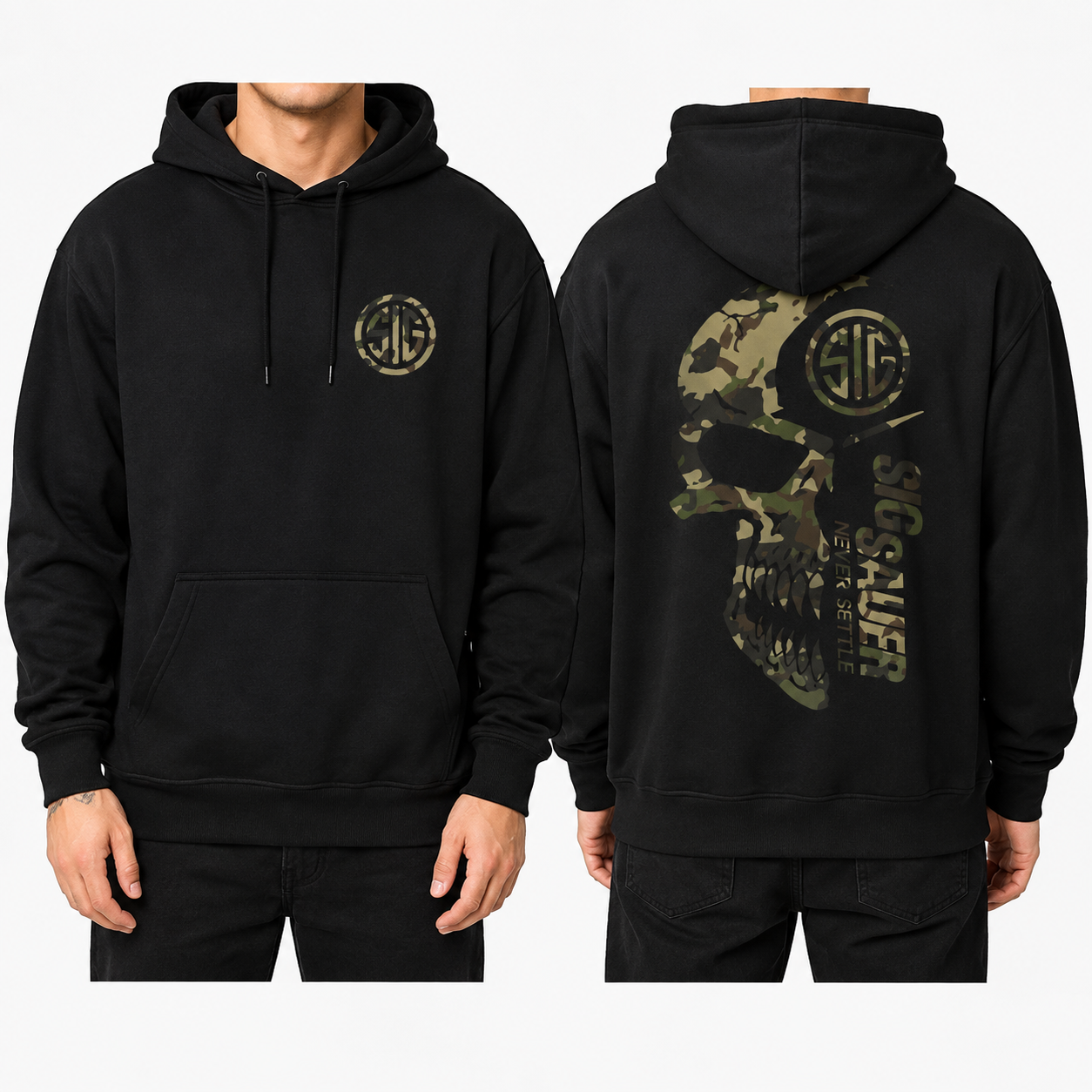 Men’s Camo Skull Graphic T-Shirt/Sweatshirt/Hoodie – Tactical Military Streetwear Back Print Tee