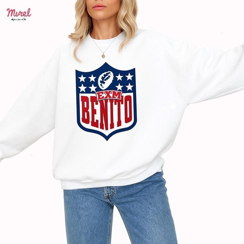 Team Benito Sweatshirt – Retro Football Shield Graphic Crewneck Pullover