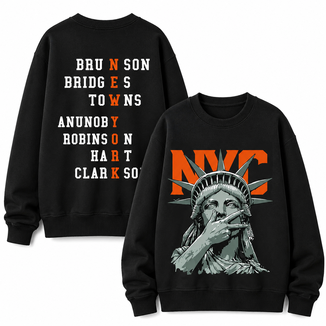 NewYork 2 side Knicks Roster Graphic T-Shirt/Sweatshirt/Hoodie - Basketball Fans Apparel
