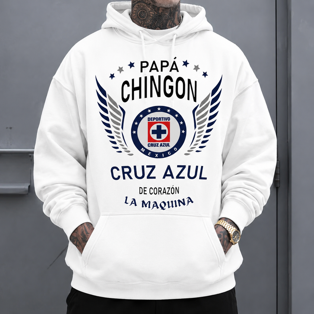 Cruz Azul "Papa Chingon" Soccer Tee ⚽ – Latino Dad Graphic Shirt/Sweatshirt/Hoodie