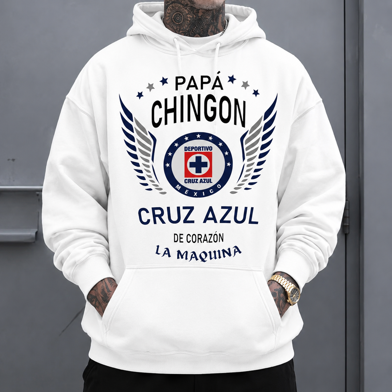Cruz Azul "Papa Chingon" Soccer Tee ⚽ – Latino Dad Graphic Shirt/Sweatshirt/Hoodie