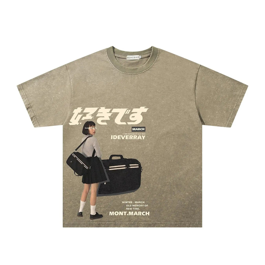 Tokyo Style Graphic Tee – Vintage Washed Oversized Streetwear Shirt/Sweatshirt/Hoodie