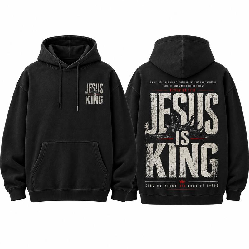 Jesus Is King Christian Hoodie/Sweatshirt/T-Shirt – Vintage Distressed Faith Graphic Streetwear Pullover