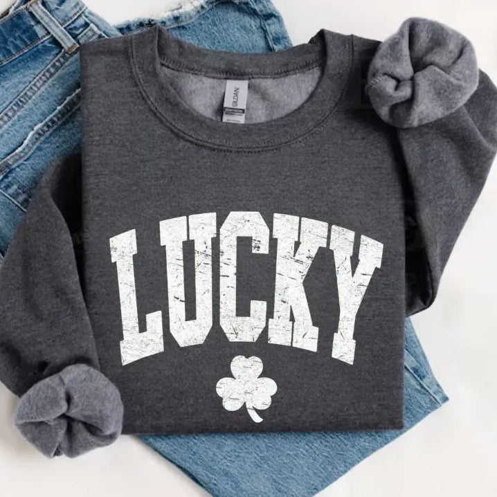 Women's Lucky Sweatshirt, Cute Shamrock Shirt, Happy St Patricks Day Shirt, St Pattys Day Outfit, Lucky Outfit