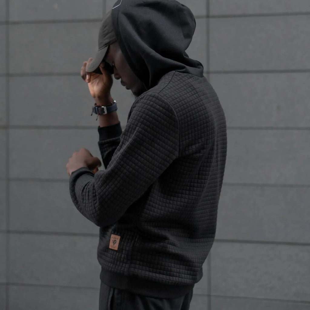 Men's Textured Pullover Hoodie – Casual Fall & Winter Sweater