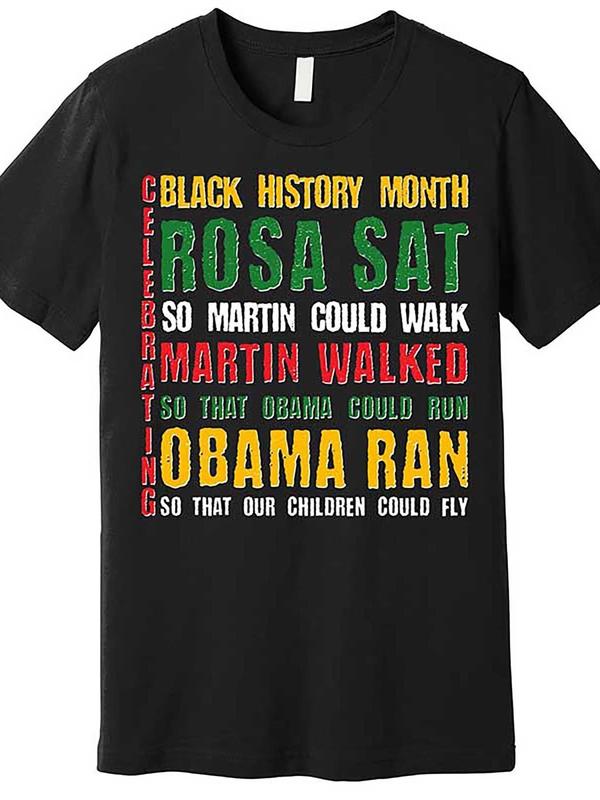 Celebrating Black History Month Rosa Martin Obama Premium T-Shirt 586882 Fun Men Short Sleeve Graphic T-Shirt Collection Black TT2 - quick-dry moisture wicking, modern graphic, for Dads, summer vibe