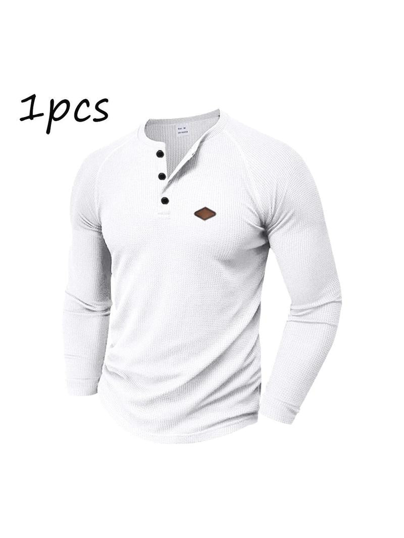 Men's 2-Pack Waffle Knit Henley Shirts – Long Sleeve Raglan Casual Tops