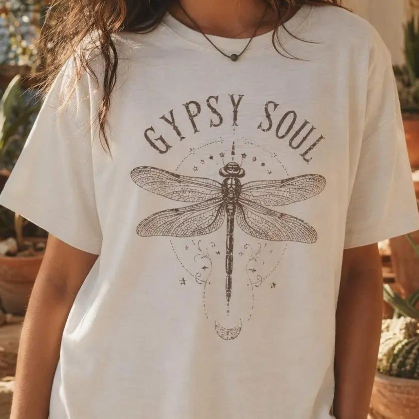 Vintage Dragonfly Boho Tee - Mystical Nature Graphic Shirt/Sweatshirt/Hoodie