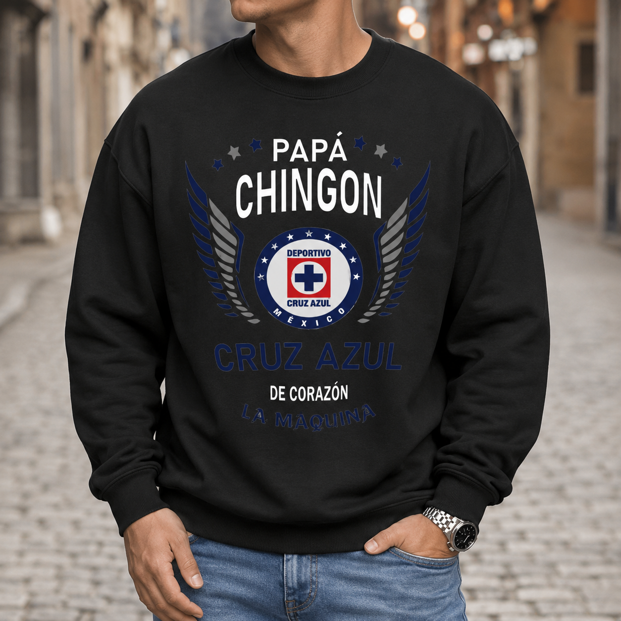 Cruz Azul "Papa Chingon" Soccer Tee ⚽ – Latino Dad Graphic Shirt/Sweatshirt/Hoodie
