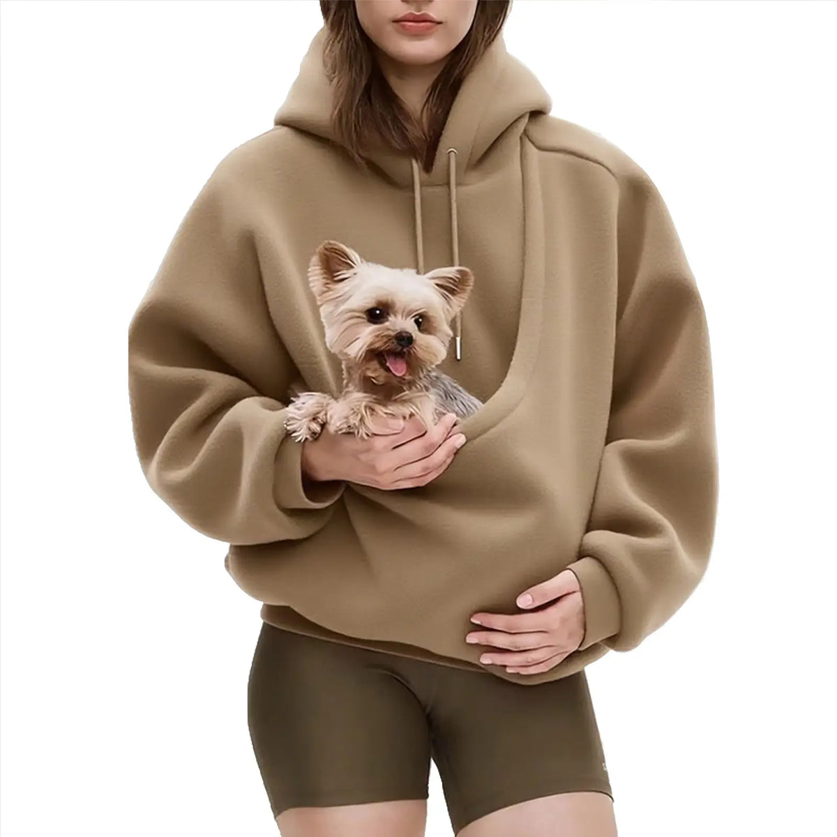 Women’s Pet Pouch Hoodie – Cozy Oversized Sweatshirt with Small Dog & Cat Carrier Pocket