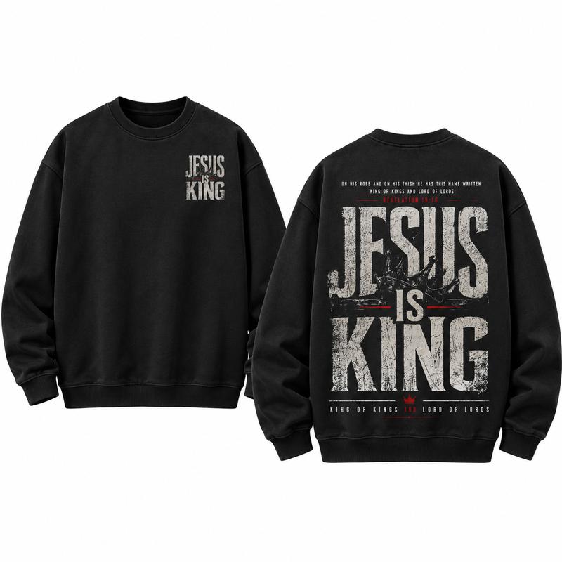 Jesus Is King Christian Hoodie/Sweatshirt/T-Shirt – Vintage Distressed Faith Graphic Streetwear Pullover