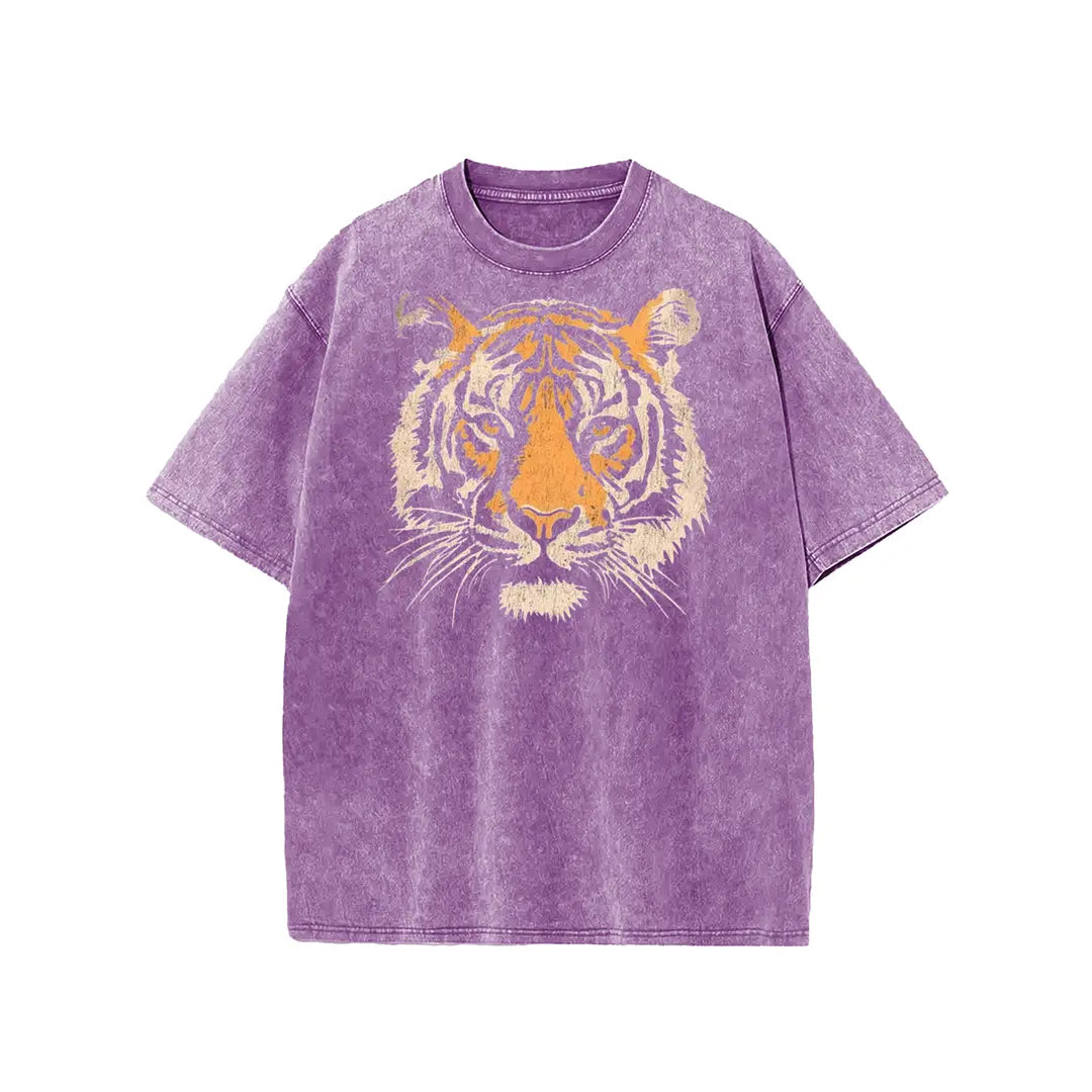 Vintage Tiger Graphic T-Shirt/Sweatshirt/Hoodie – Acid Washed Heavyweight Cotton Oversized Streetwear Tee