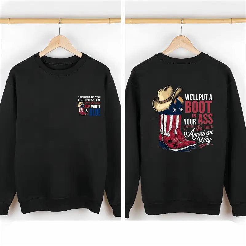 Patriotic Cowboy Boot Graphic Tee/Sweatshirt/Hoodie – Red, White & Blue
