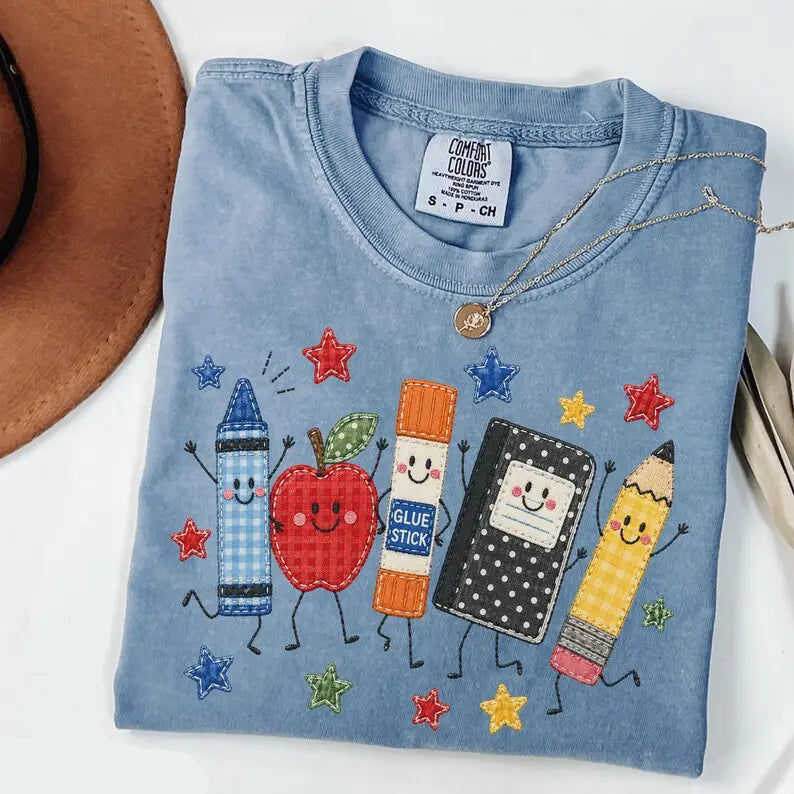 Teacher School Supplies Graphic T-Shirt/Sweatshirt/Hoodie – Cute Back to School Cotton Tee