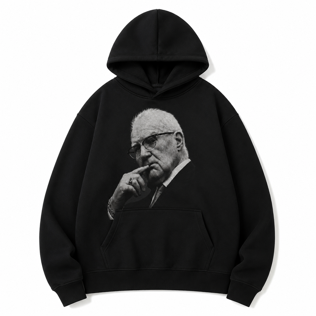 Kevin Reddington Vintage Monochrome Portrait Tee – Washed Black Retro Photo Graphic T-Shirt/Sweatshirt/Hoodie