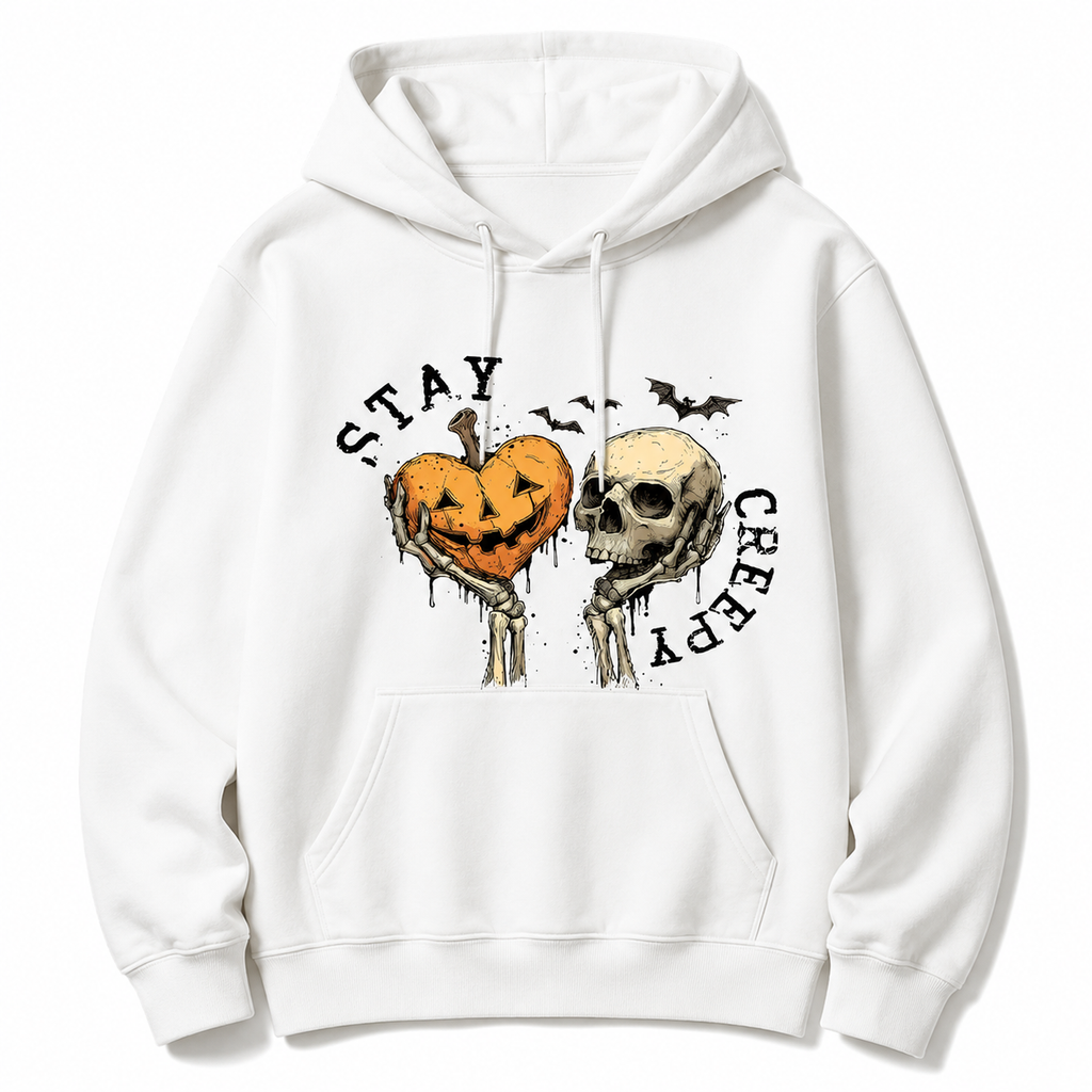 🎃Stay Creepy Skeleton Pumpkin Graphic T-shirt/Sweatshirt/Hoodie – Vintage Halloween Pullover Sweatshirt