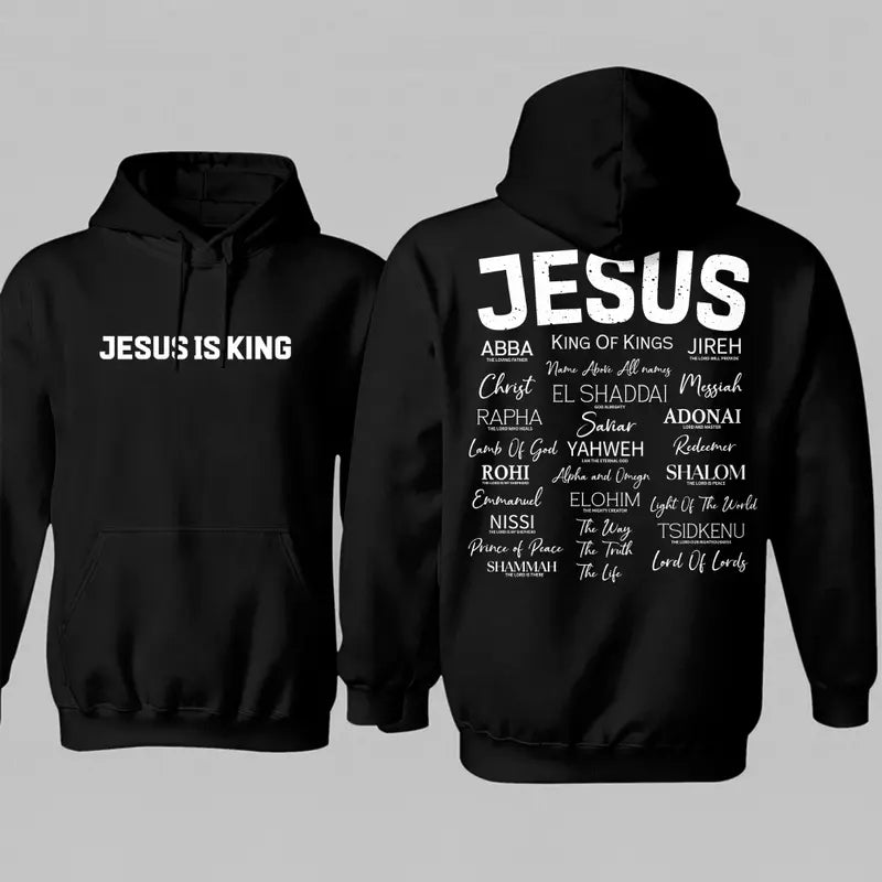 Jesus Is King T-Shirt/Sweatshirt/Hoodie – Names of God Christian Vintage Washed Front & Back Graphic Tee