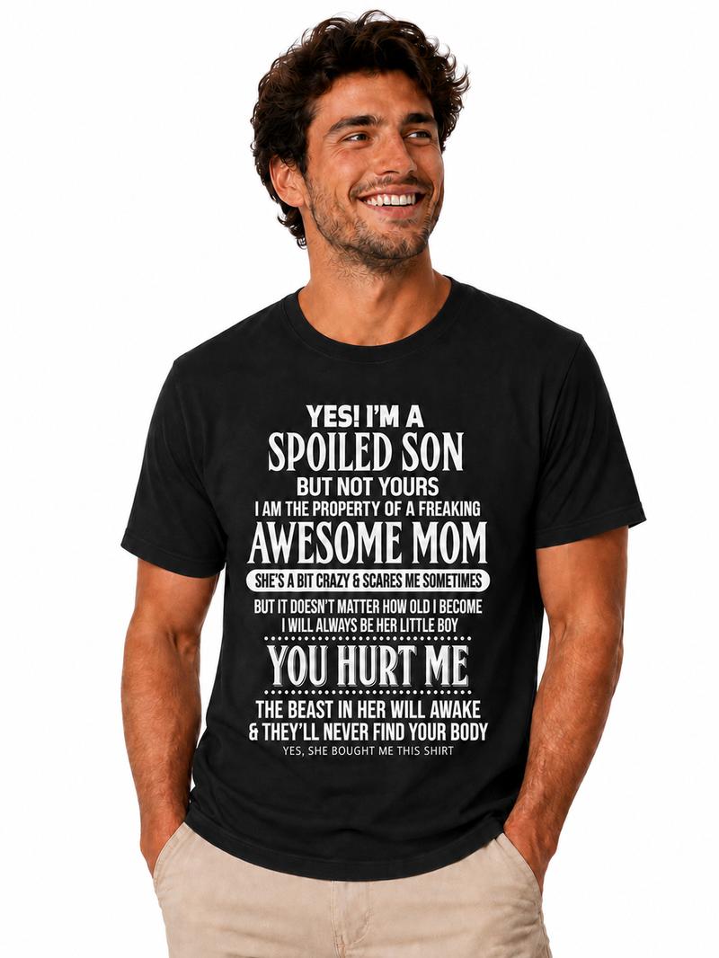 Spoiled Son Funny T-Shirt/Sweatshirt/Hoodie – Awesome Mom Vintage Washed Graphic Tee