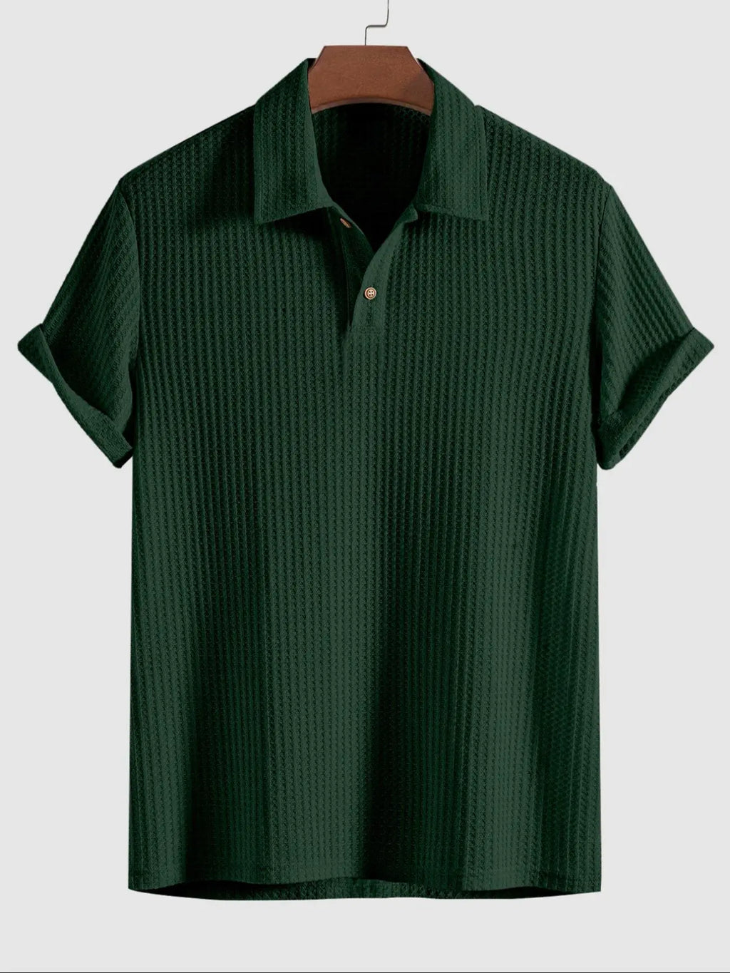 Men's Textured Knit Polo Shirt – Luxury Casual Short Sleeve Golf Style Top