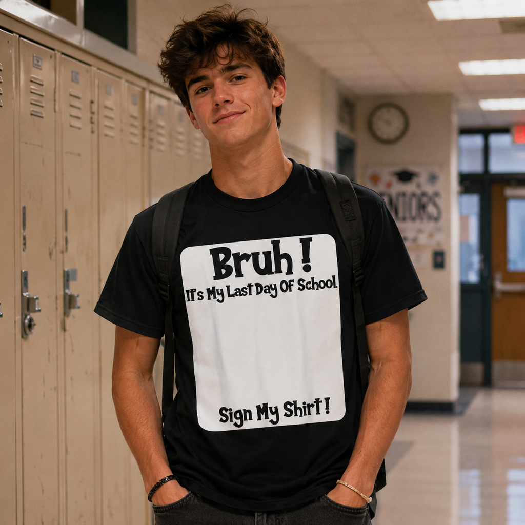Bruh It’s My Last Day of School T-Shirt/Sweatshirt/Hoodie – Sign My Shirt Graduation Tee