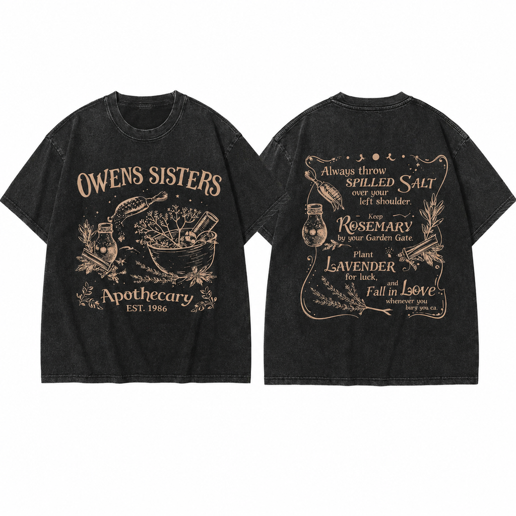 Owens Sisters Apothecary Shirt – Vintage Witchy Herb Graphic Tee, Botanical Front & Back T-Shirt/Sweatshirt/Hoodie