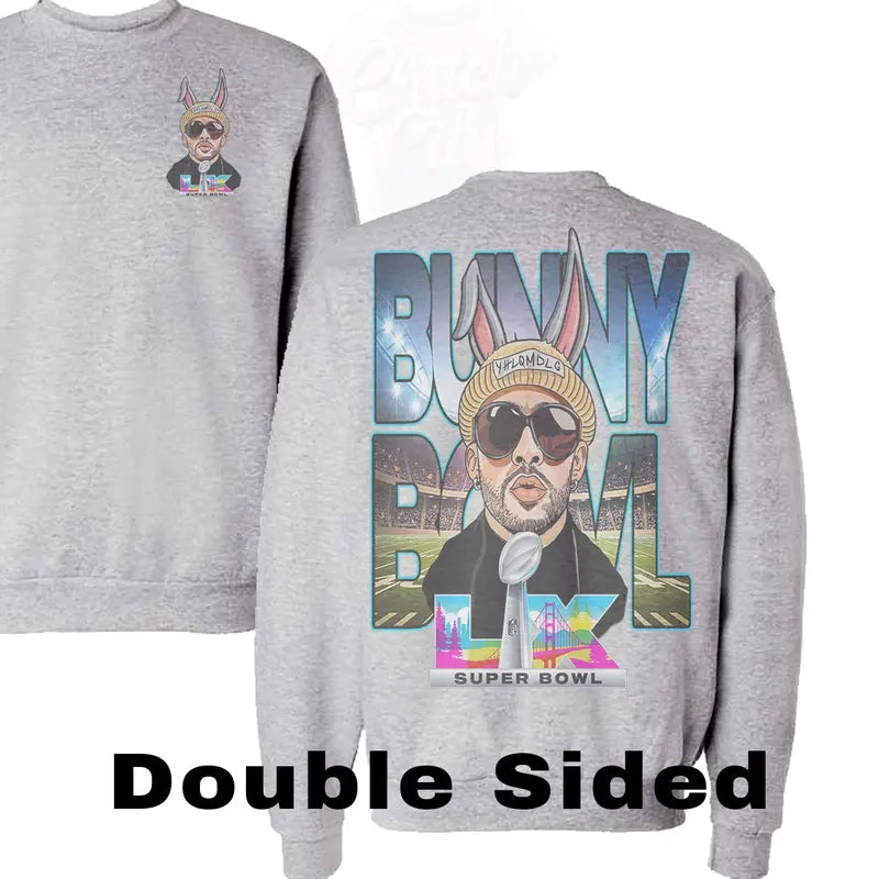 Gray Football Bunny Shirt / Hoodie / Sweatshirt Cotton/ Polyester Sublimated Image