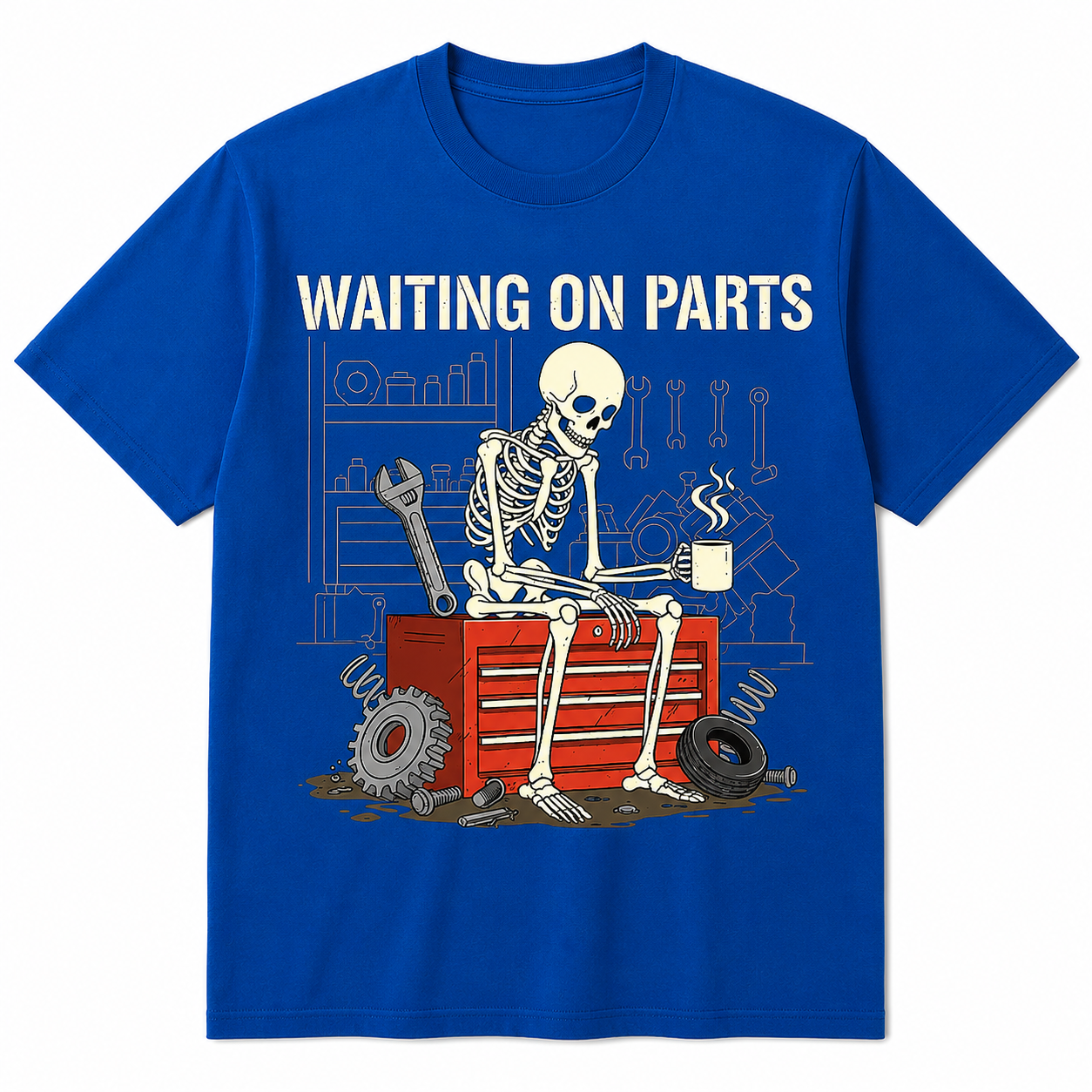 🔧Funny Waiting On Parts Mechanic Skeleton Graphic T-Shirt/Sweatshirt/Hoodie