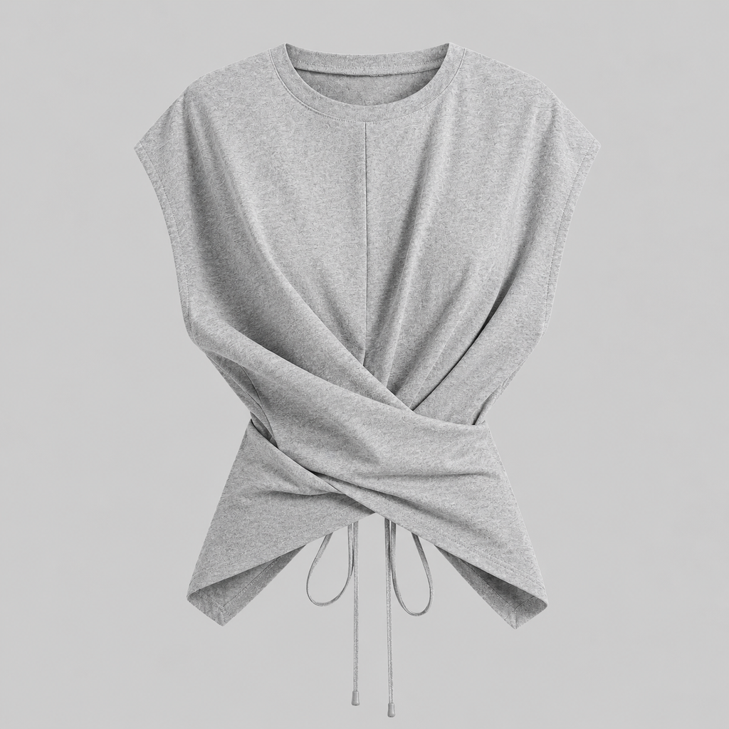Slim Fit Draped Top 🤍 – Modern Asymmetrical Blouse for Women