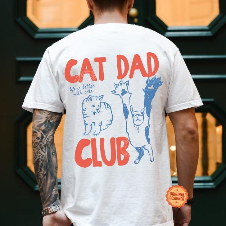 Cat Dad Shirt, Cat Dad Tee, Comfort Colors Cat Dad Club TShirt, Back Design Tee Funny Cat Shirt, Cat Lover, New Cat Dad Shirt, Pet Parent