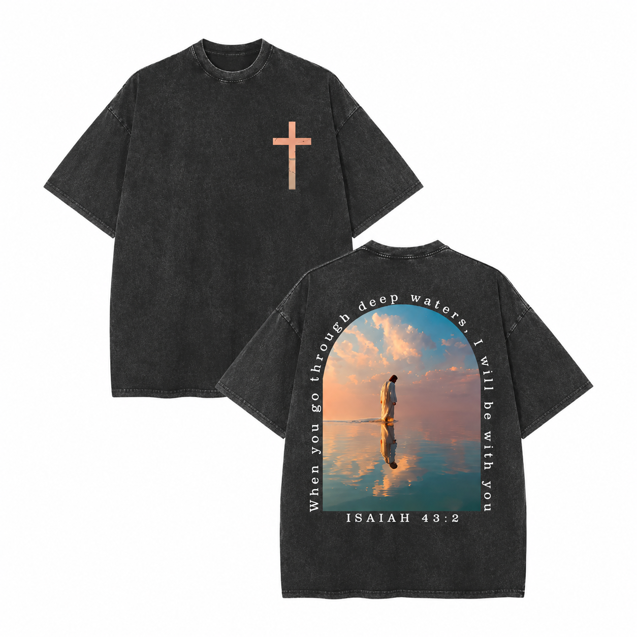 Isaiah 43:2 Washed Faith Tee ✝️ – “I Will Be With You” Vintage Shirt/Sweatshirt/Hoodie
