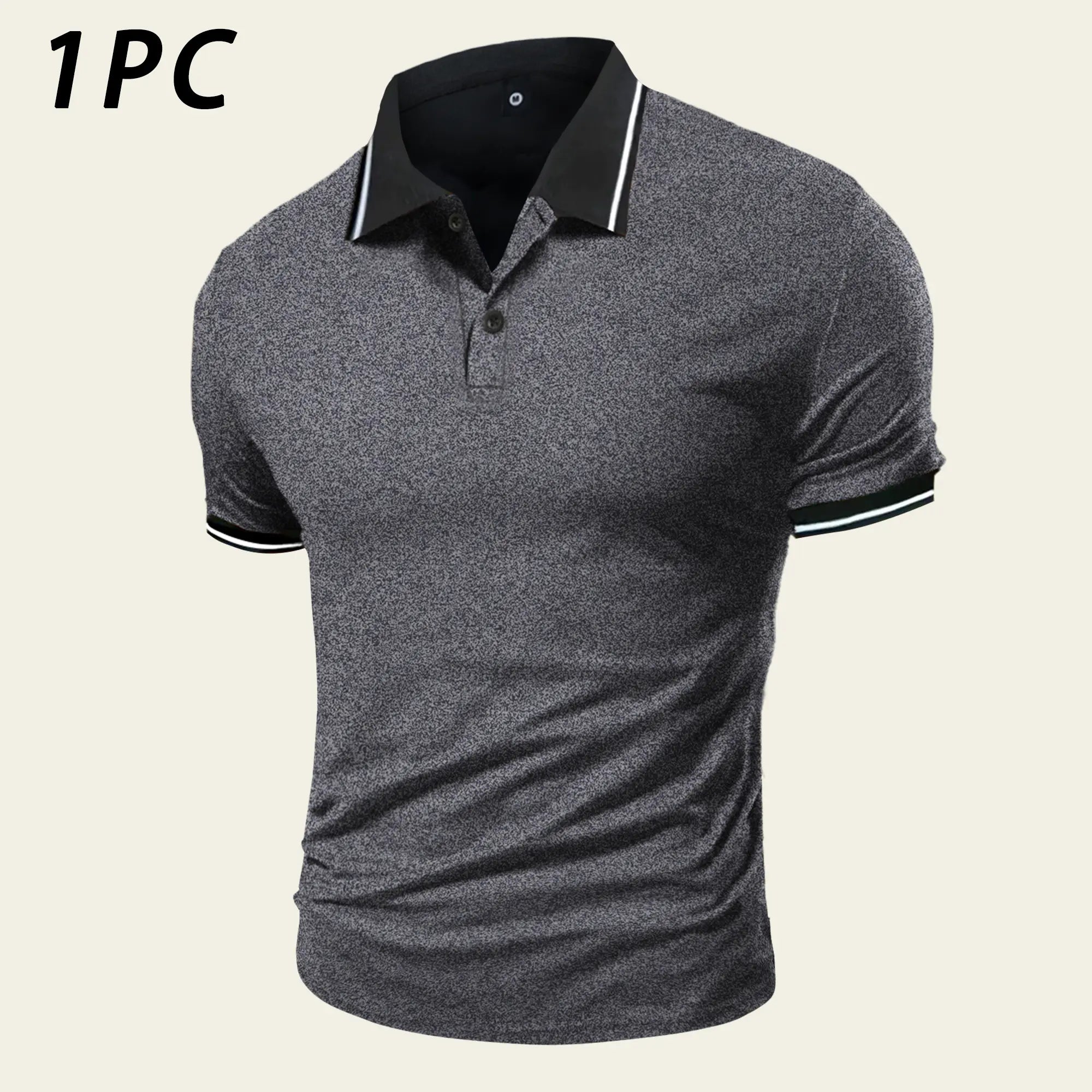 Men's Contrast Collar Polo Shirt – Classic Short Sleeve Golf Style Top