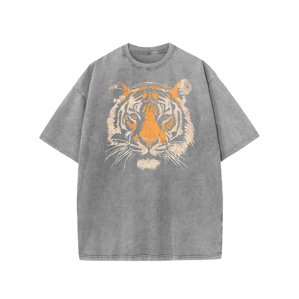 Vintage Tiger Graphic T-Shirt/Sweatshirt/Hoodie – Acid Washed Heavyweight Cotton Oversized Streetwear Tee