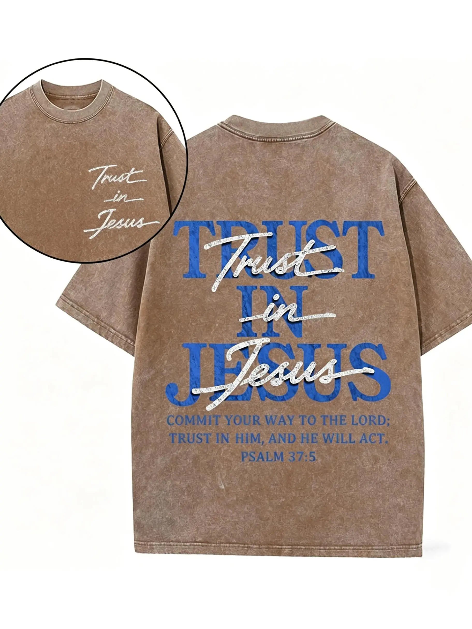 Trust In Jesus Vintage Washed Tee – Christian Graphic T-Shirt/Sweatshirt/Hoodie