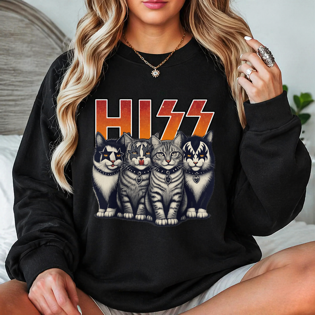 “HISS” Cat Rock Band T-Shirt/Sweatshirt/Hoodie – Funny Kitty Graphic Tee