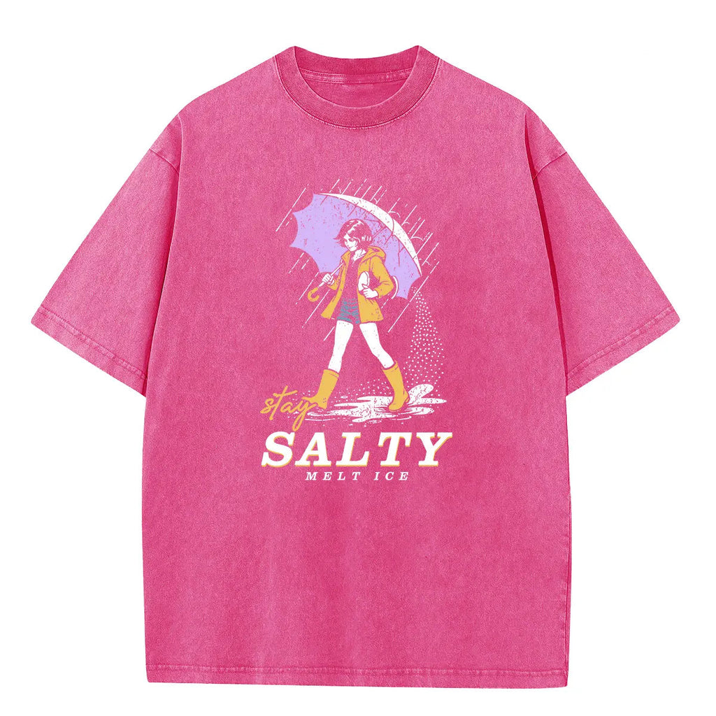Stay Salty Vintage Wash Tee  – Oversized Coastal Girl Shirt