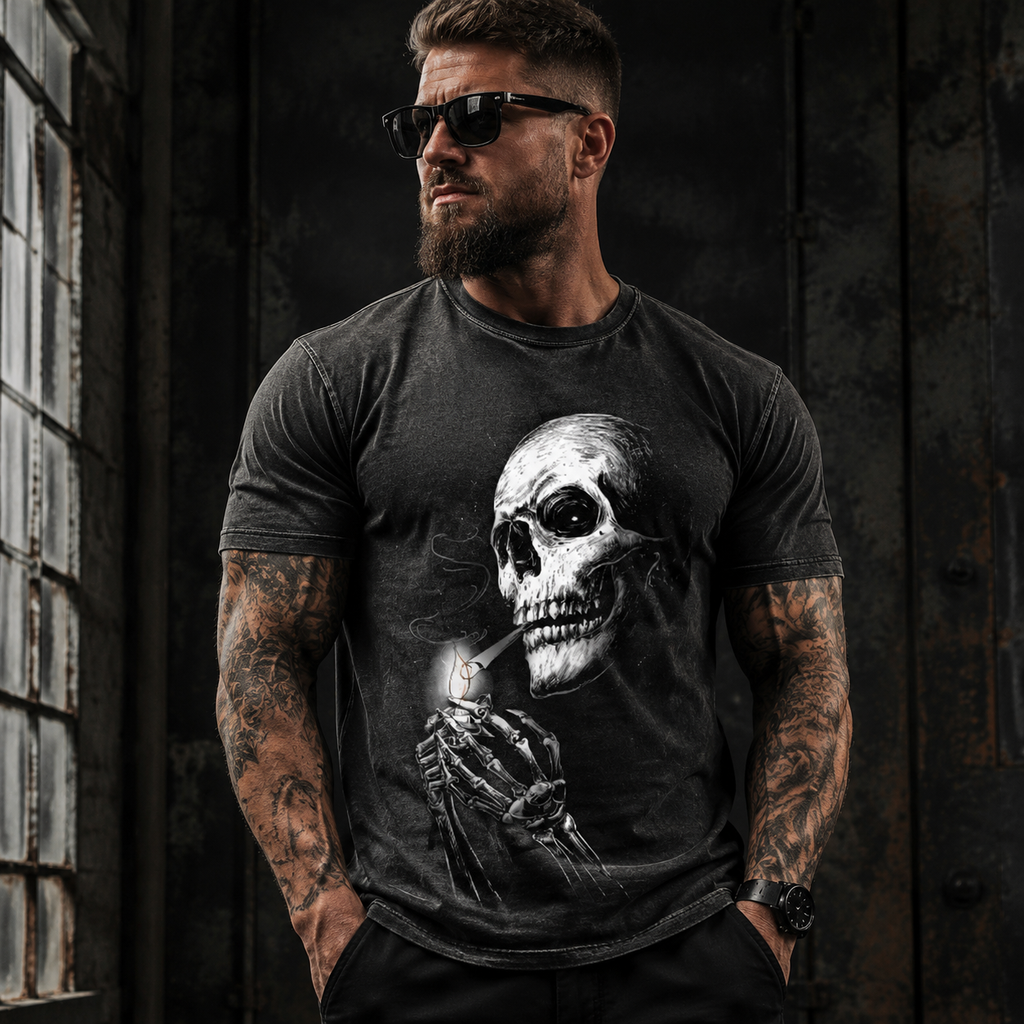Dark Gothic Skull Rock Style Graphic Tee – Vintage Alternative Streetwear Shirt/Sweatshirt/Hoodie