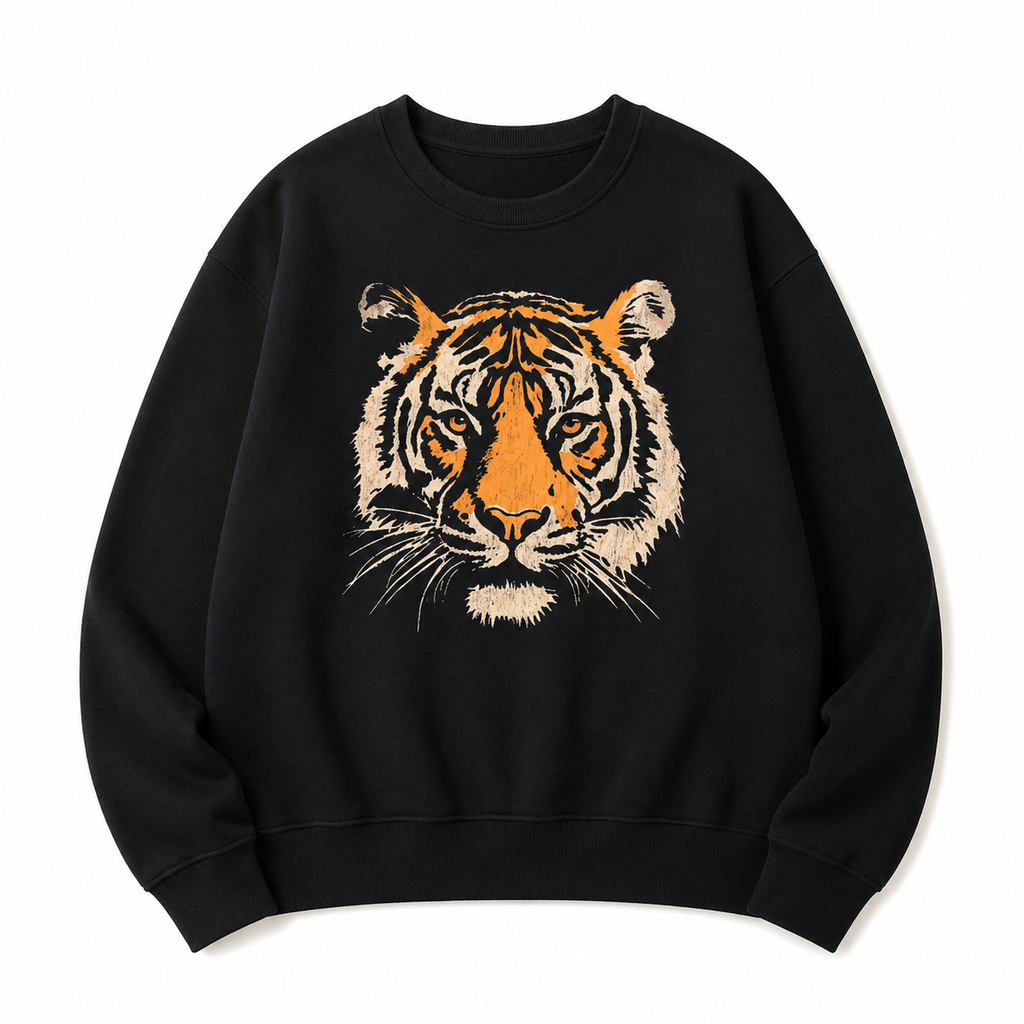 Vintage Tiger Graphic T-Shirt/Sweatshirt/Hoodie – Acid Washed Heavyweight Cotton Oversized Streetwear Tee