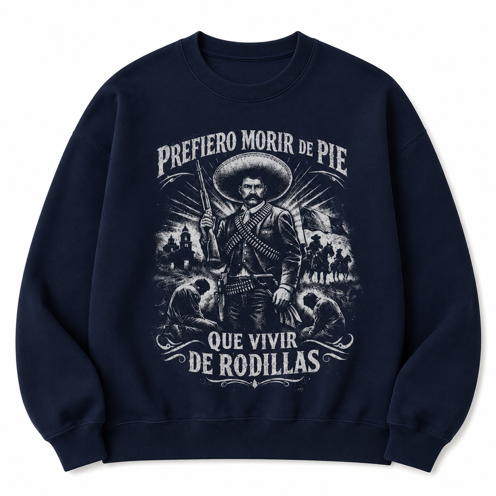 Prefiero Morir de Pie T-Shirt/Sweatshirt/Hoodie – Vintage Mexican Revolutionary Emiliano Zapata Graphic Tee, Spanish Quote Shirt for Men